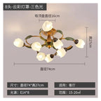 Vintage Flush Mount Ceiling Light Glass Shade Chandelier Antique Iron Metal Fixture,Practical