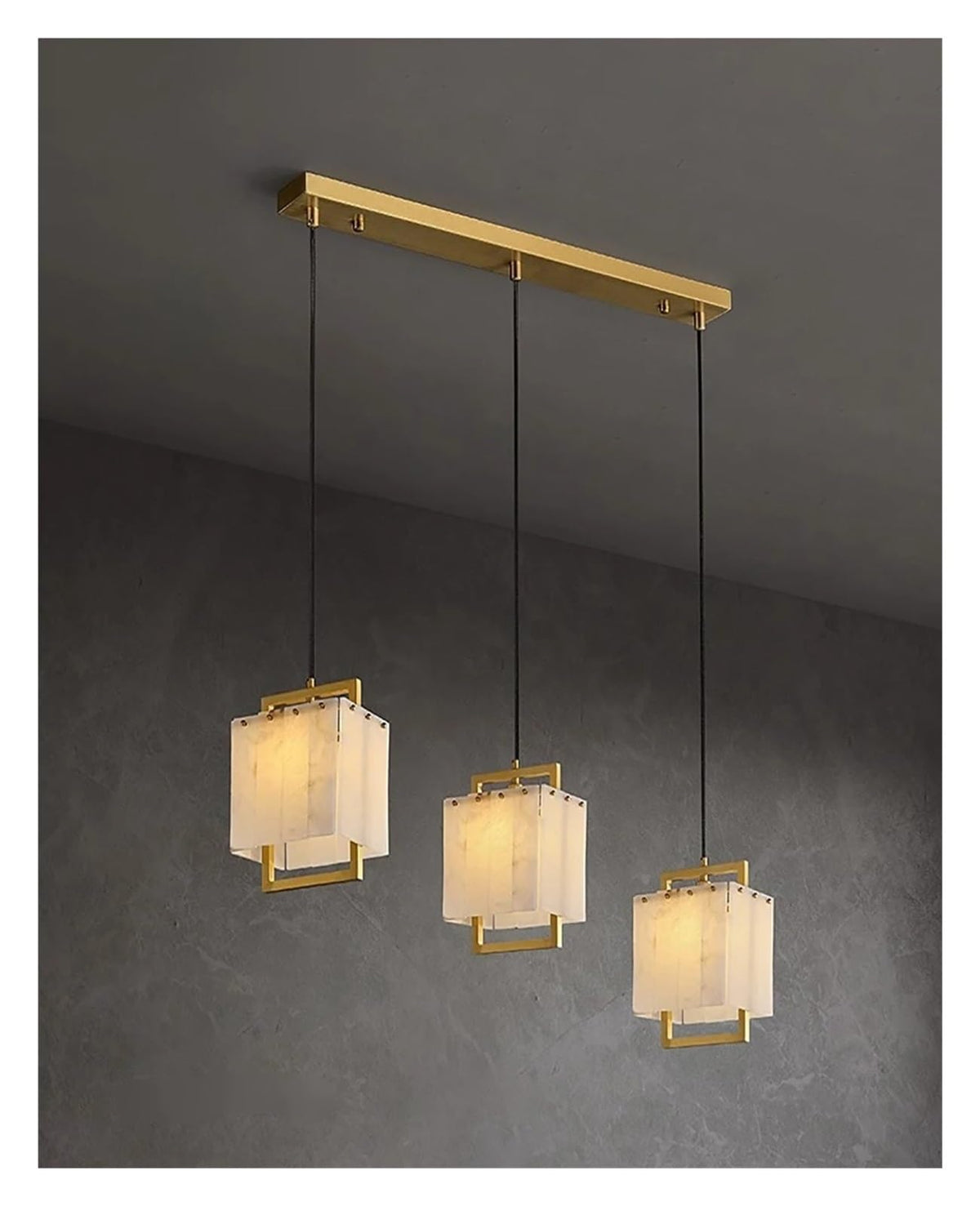 Marble Chandelier Round Rectangle Pendant(Neutral Light 10 Light)