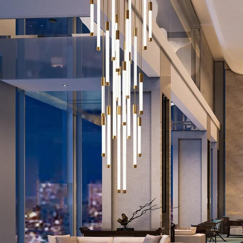 Chandelier Light, Modern Staircase LED Chandeliers Luxury Living Room Lighting Duplex Attic Home Decoration Restaurant Bright Ceiling(Changeable,Dia60cm 26 Lights)