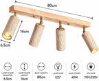 4 Light Yellow Travertine LED Ceiling Fixture with Wood Base 110V