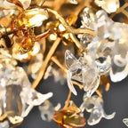 Pendant Lights, Ceiling Crystal Chandeliers Luxury Villa Designer Chandelier for Living Room Lamp Flower and Branch Art Tea(Neutral Light,Long 220x75cm)