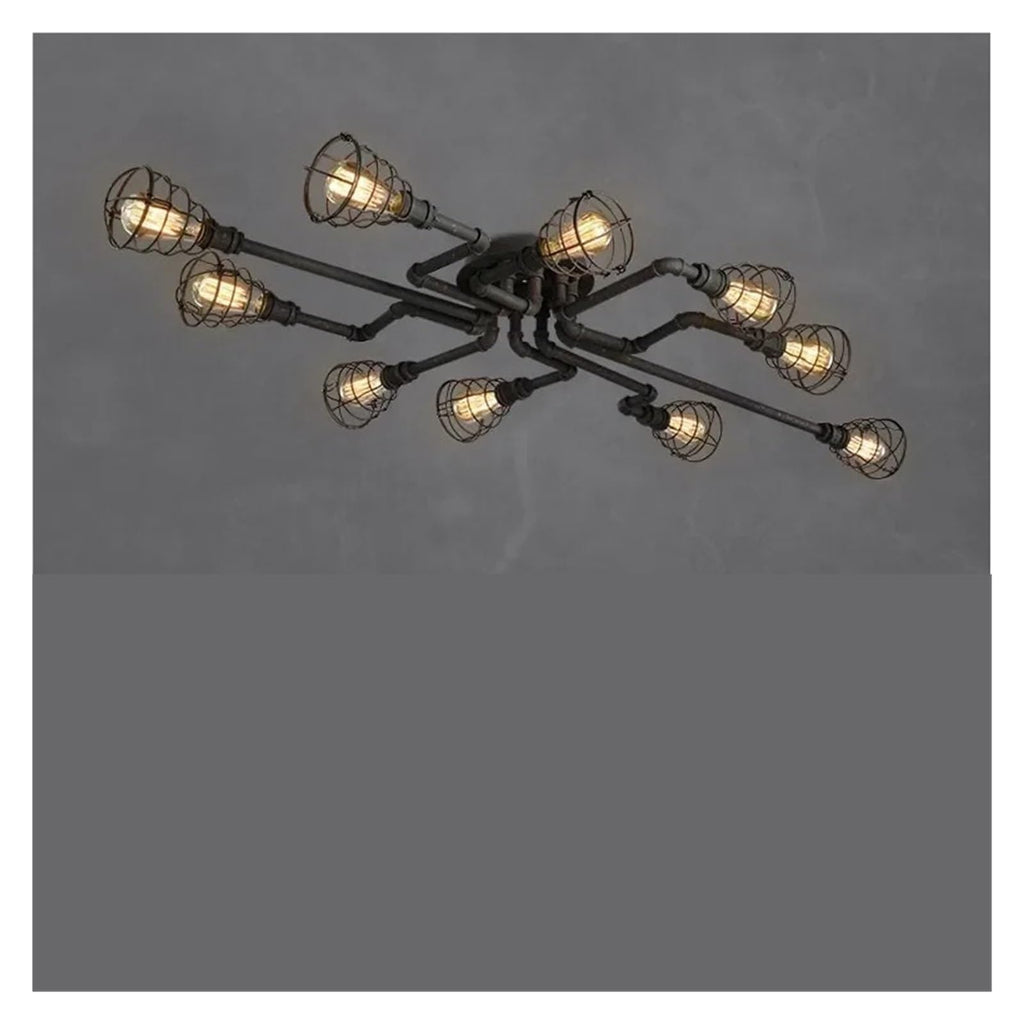 Vintage Iron Light Water Pipe Ceiling Light Fixture Creative Retro Nostalgia Light,Foyer