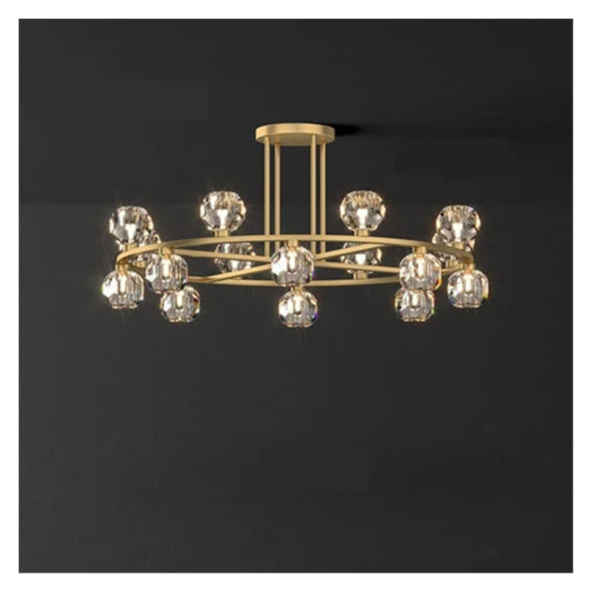 Artistic Round Black Gold Crystal LED Designer Stainless Steel Lustre Lamparas De Techo Ceiling Lights.Ceiling Lamp for Foyer,Beautiful