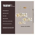 Round Ginkgo Leaf Chandelier Ring Long Gold Hanging For Hotel