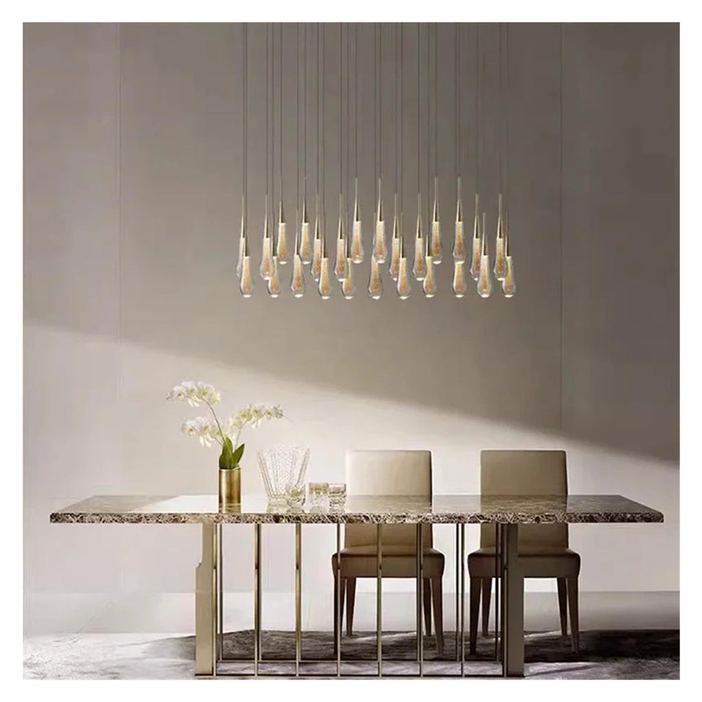 Teardrop Glass Pendant Light Raindrop with Brass Tone Top,Classic