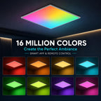 8 Pack 2x2 FT LED RGBW 5000K Multicolor Flat Panel, Light Remote & App Controlled 40W 4400lm Color Changing LED Panel Light Smart Wi-Fi Drop Ceiling Light