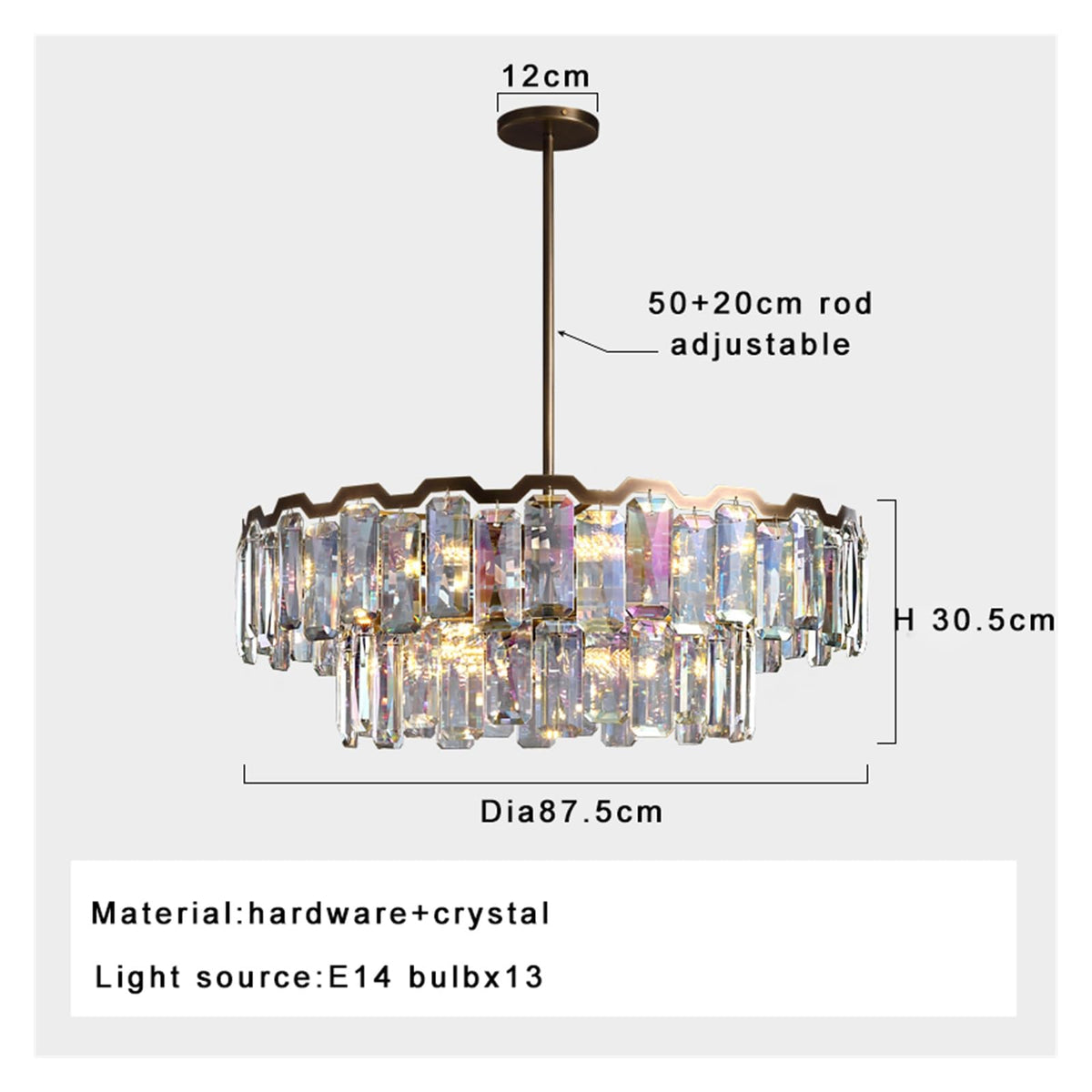 Chandelier Italian Luxury Colored Crystal LED Pendant Lamp Round Design Chandeliers for Living Dining Room Foyer Bedroom Art Lighting Decor(L150cm,3 Colors_Black)