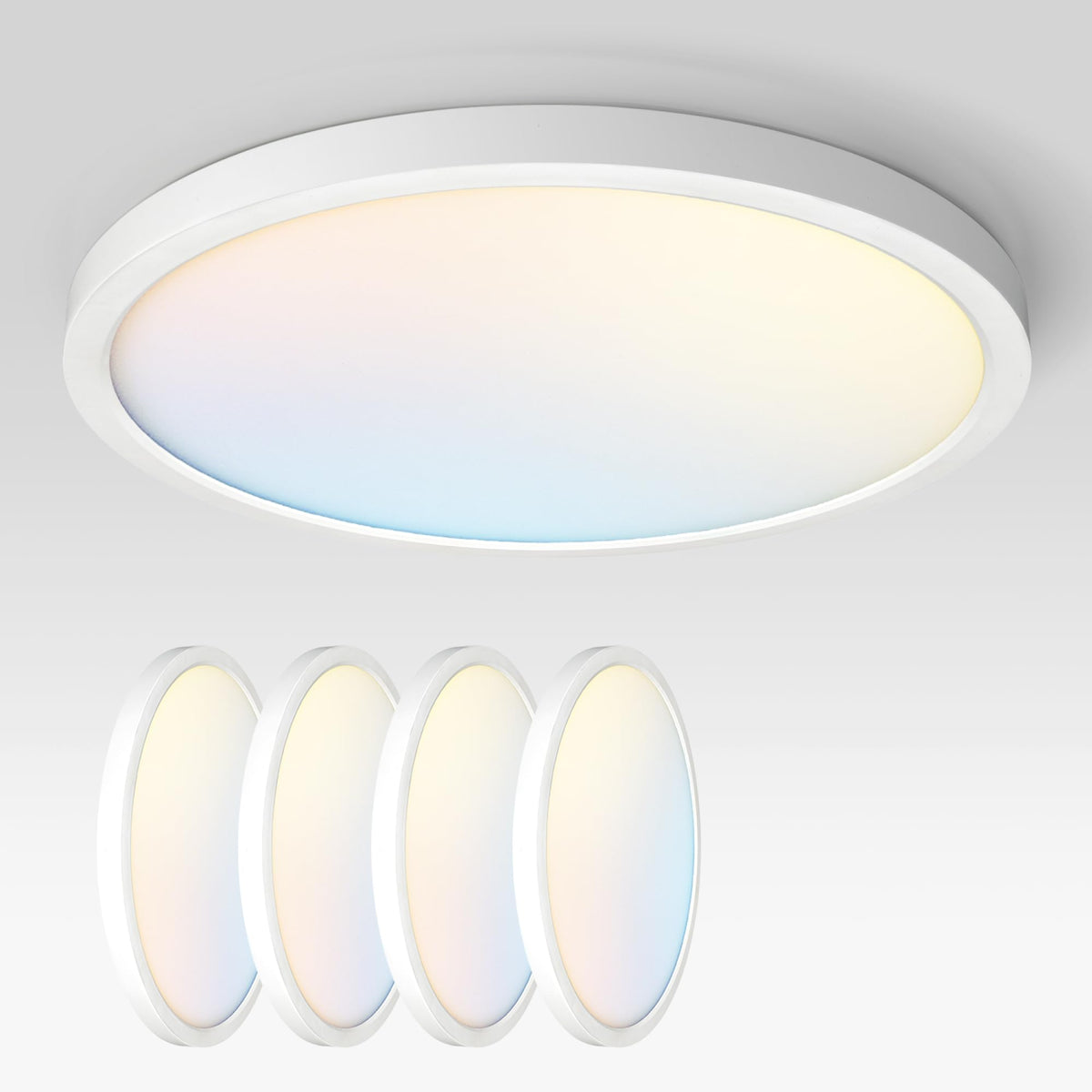 ASD 24" Round LED Flush Mount Ceiling Light 4-Pack | 5CCT, 277V | White