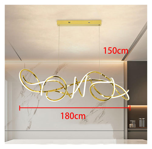 Chandelier, Modern Home Decor led Lights Pendant Light Lamps forstaircase Chandeliers for Living Room Hanging Indoor Lighting(Gold 180cm,Warm)