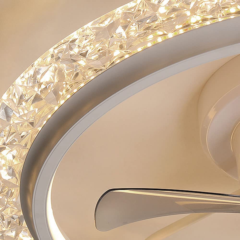 White/Black/Gold Copper Motor Light Fan Integrated Flush Mount Ceiling Lighting Fixture Led Ceiling Fan 3 Coltemperature Smart Remote Control Modern Ceiling Lamp for Living Room Bedroom/K/23