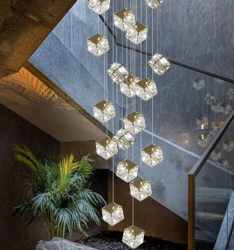 Chandelier Light, LED Crystal Chandelier Nordic Home Decoration Lustre Ceiling Pendant Lamp Luxury Staircase Living Room Villa Lighting(40 Head,Neutral Light)
