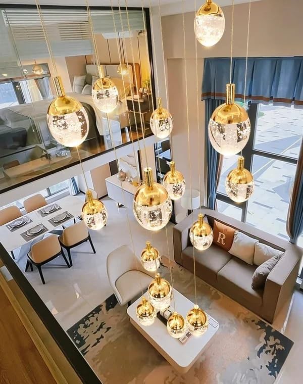 Chandelier, Hardware Chandelier Modern Luxury Hotel Home Crystal Straight Shape Pendant Light(25lights D600 H5000)