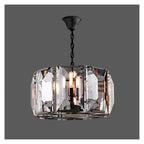 Modern Luxury Rectangular Crystal Dining Room Pendant Light Linear Chandelier with Multi-Faceted Crystal Blocks