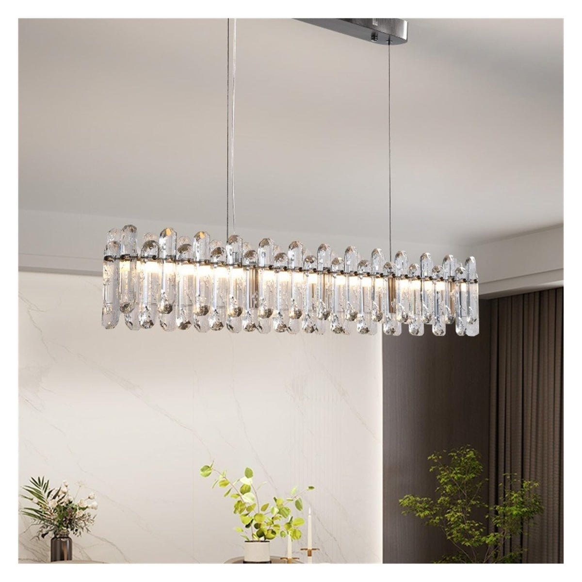 Modern Chandelier, LED Crystal Chandelier with smart Remote Control,Adjustable Dimmable Modern Pendant Lamp for Dining Living Room Bedroom(Long 150cm,Neutral Light)