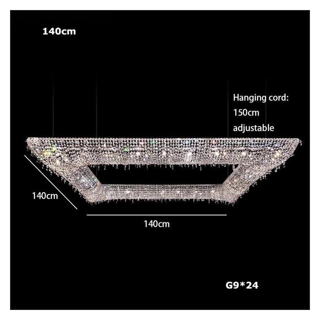 Postmodern Square & Round Crystal Chandelier (Neutral light 140cm)