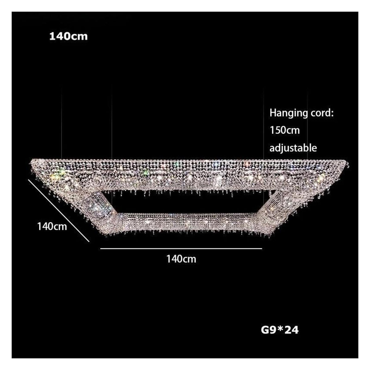Postmodern Square & Round Crystal Chandelier (Neutral light 140cm)