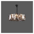 Modern Luxury Rectangular Crystal Dining Room Pendant Light Linear Chandelier with Multi-Faceted Crystal Blocks