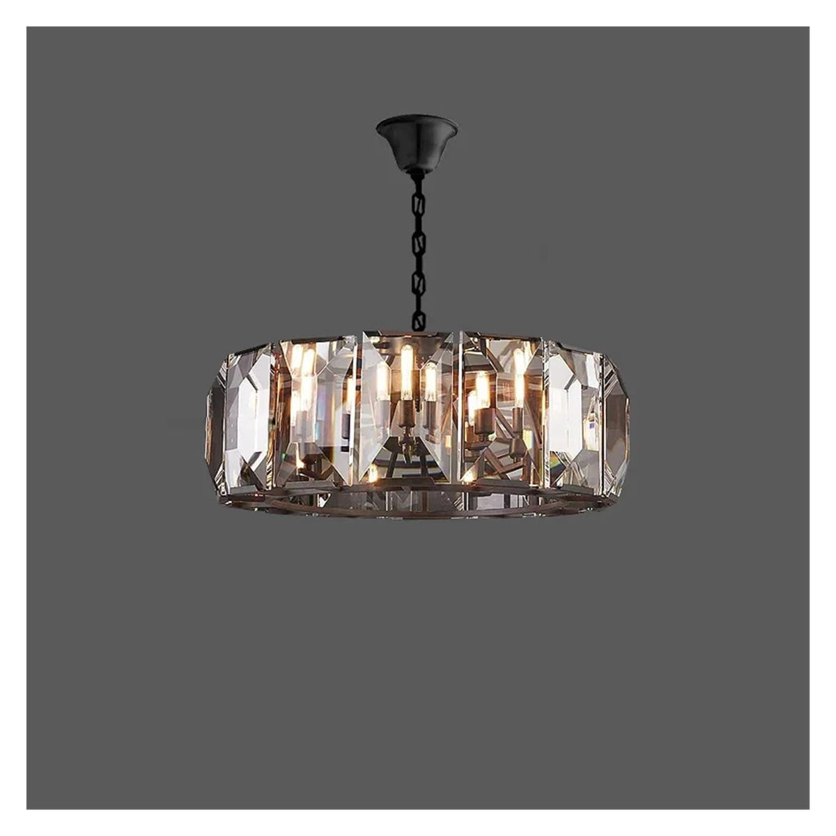 Modern Luxury Rectangular Crystal Dining Room Pendant Light Linear Chandelier with Multi-Faceted Crystal Blocks