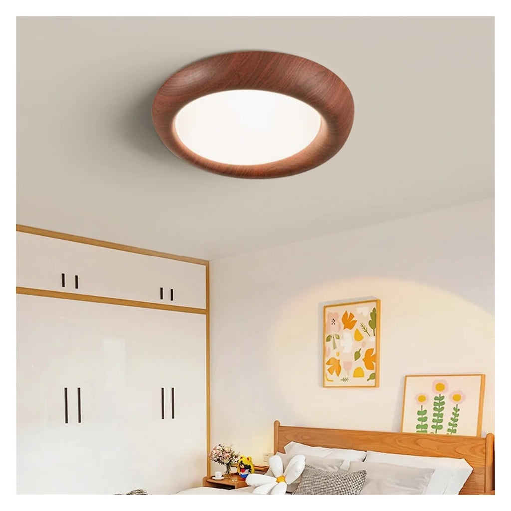 - LED Ceiling Light Wooden Acrylic Resistant to Blue Light Log Color Lamps Bedroom Study Hallway Decorative Fixture,Pendant
