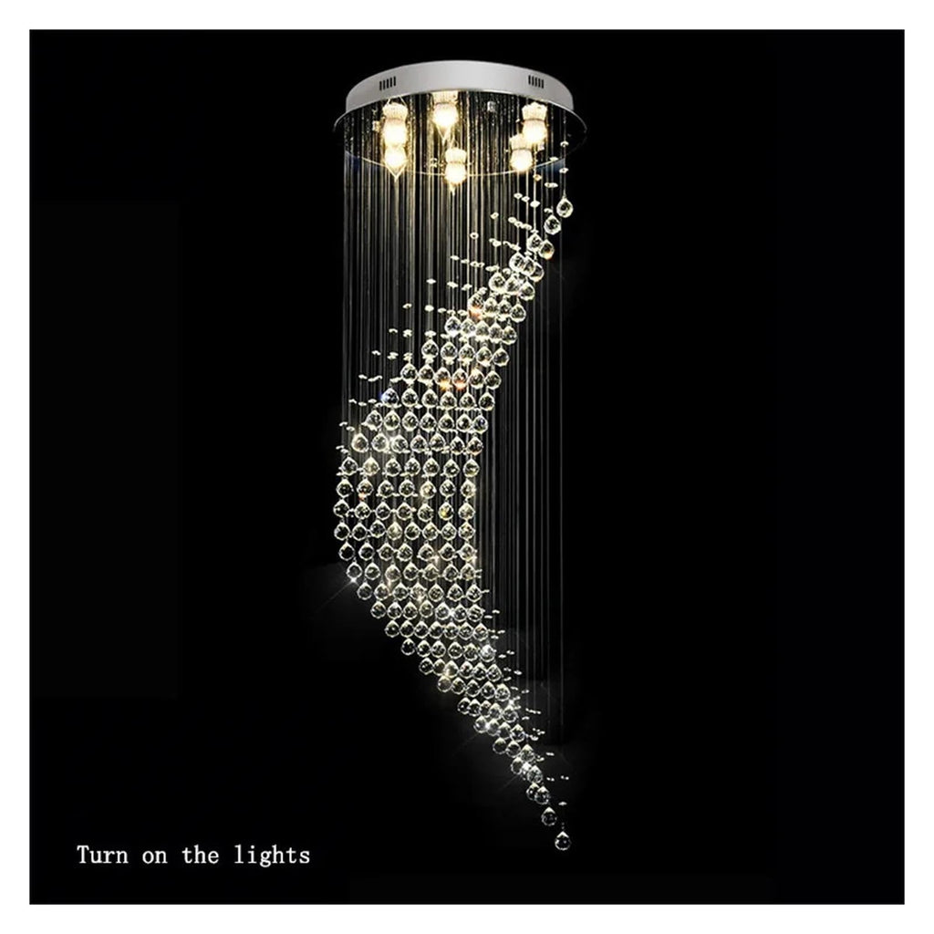 Spiral Waterfall Crystal Chandelier Vertical Hanging Light,Classic