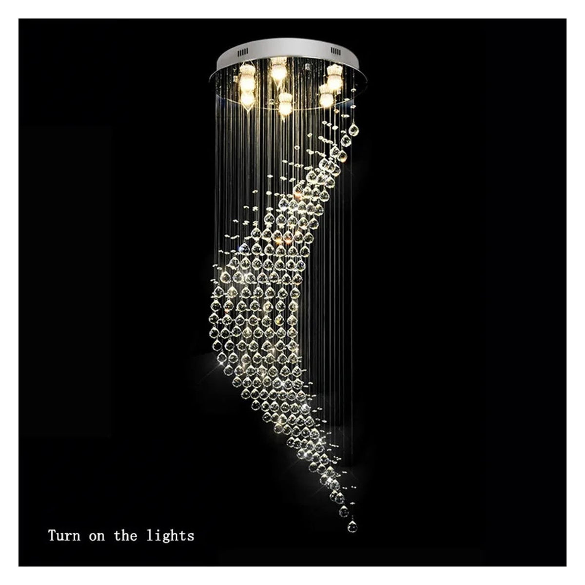 Spiral Waterfall Crystal Chandelier Vertical Hanging Light,Classic