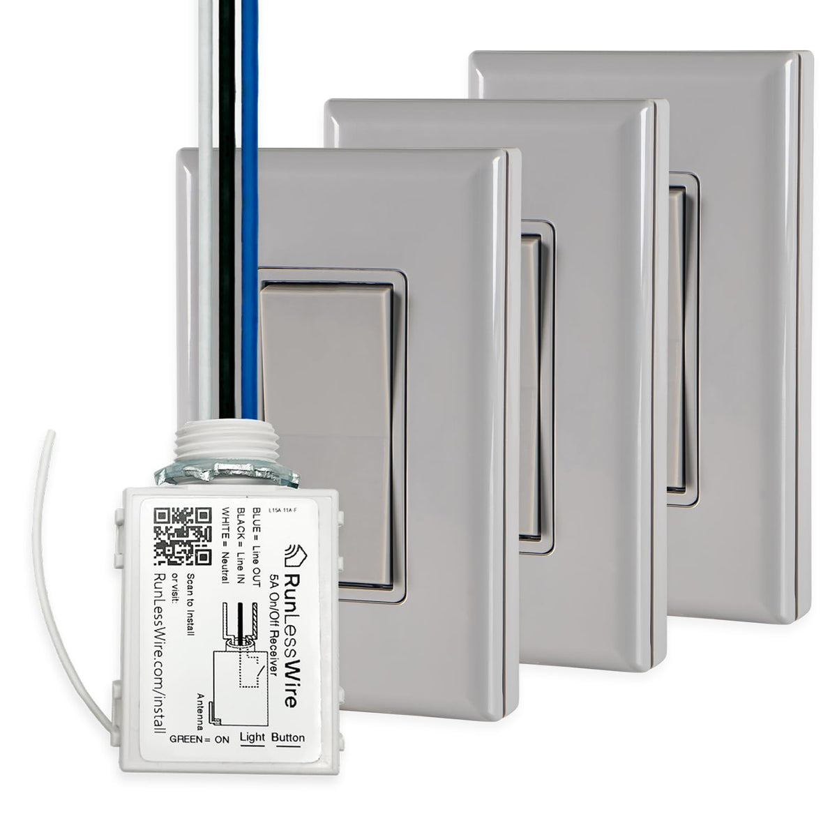 2 Fixture Battery-Free Wireless Light Switch Kit - Light Almond