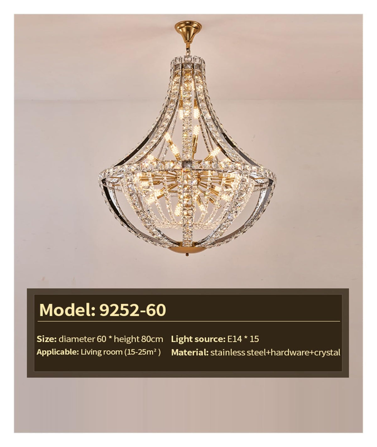 Modern Chandelier, Duplex Crystal Chandelier Villa Empty Living Room Main Light Modern Simple Creative Hotel Lobby Middle Floor High-End Lighting(D80CM H104CM,3 Changeable Color)