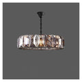 Modern Luxury Rectangular Crystal Dining Room Pendant Light Linear Chandelier with Multi-Faceted Crystal Blocks