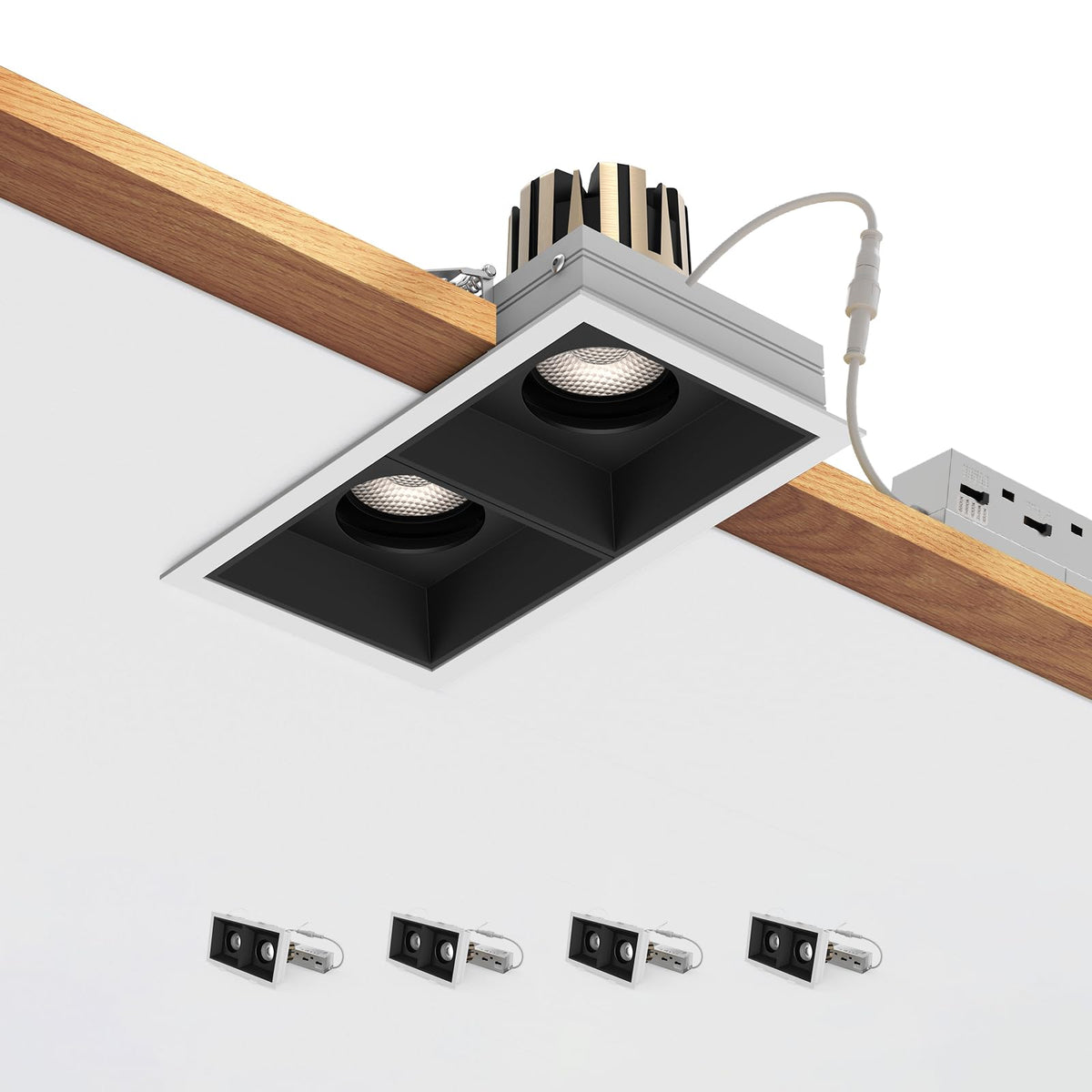 4-Pack Square Rimless LED Downlight Anti-glare Embedded Ceiling Lamps
