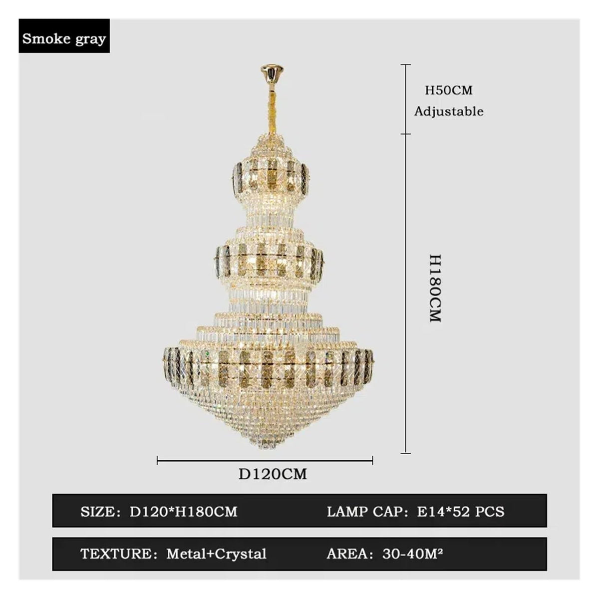 Modern Chandelier, Crystal Duplex Building Headlight Living Room Light Luxury European Villa Jump Floor Lift Empty Hotel Lobby(Amber-D100CM,Warm Light)