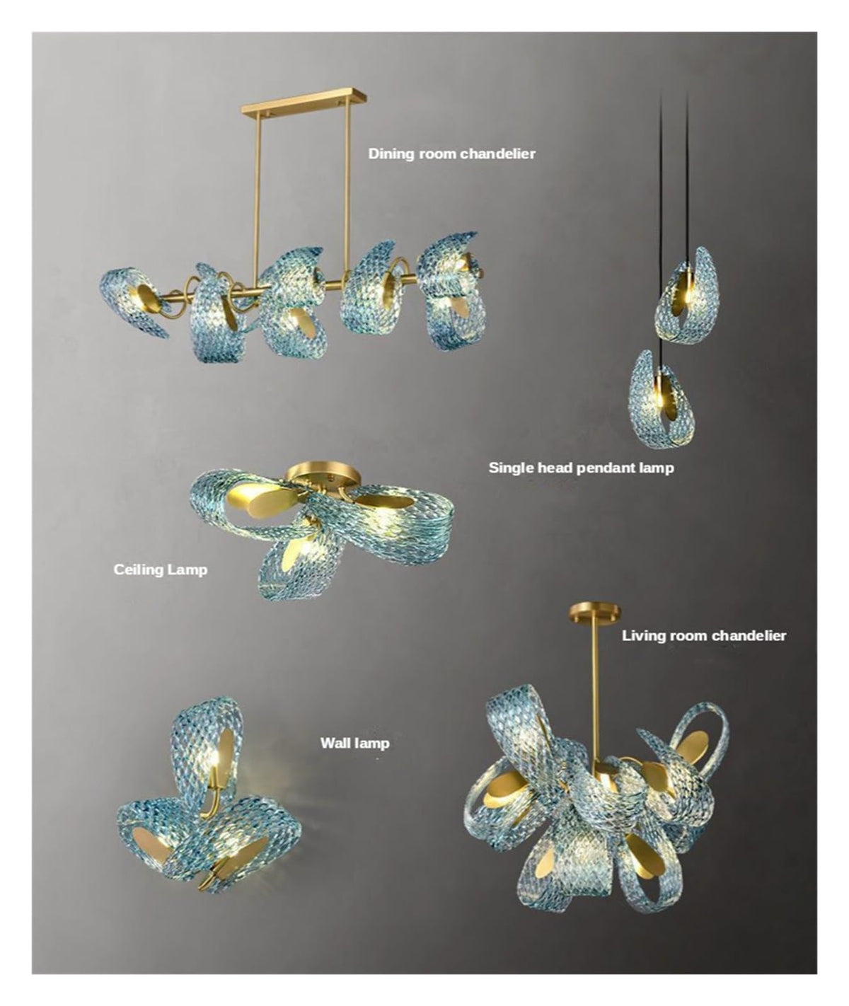 Modern LED Blue Peacock Leaf Glass Designer Hanging Lamps Copper Lustre Ceiling Chandeliers Lighting Suspension Luminaire Lampen Versatile Use