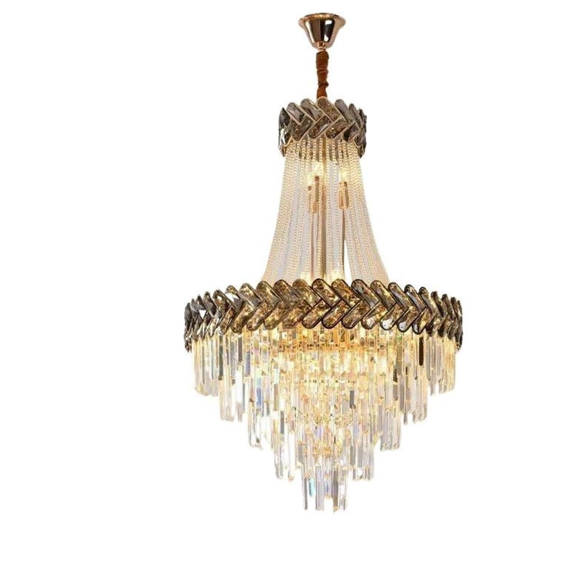 Stainless Steel LED Crystal Chandelier Living Room Light Fixture