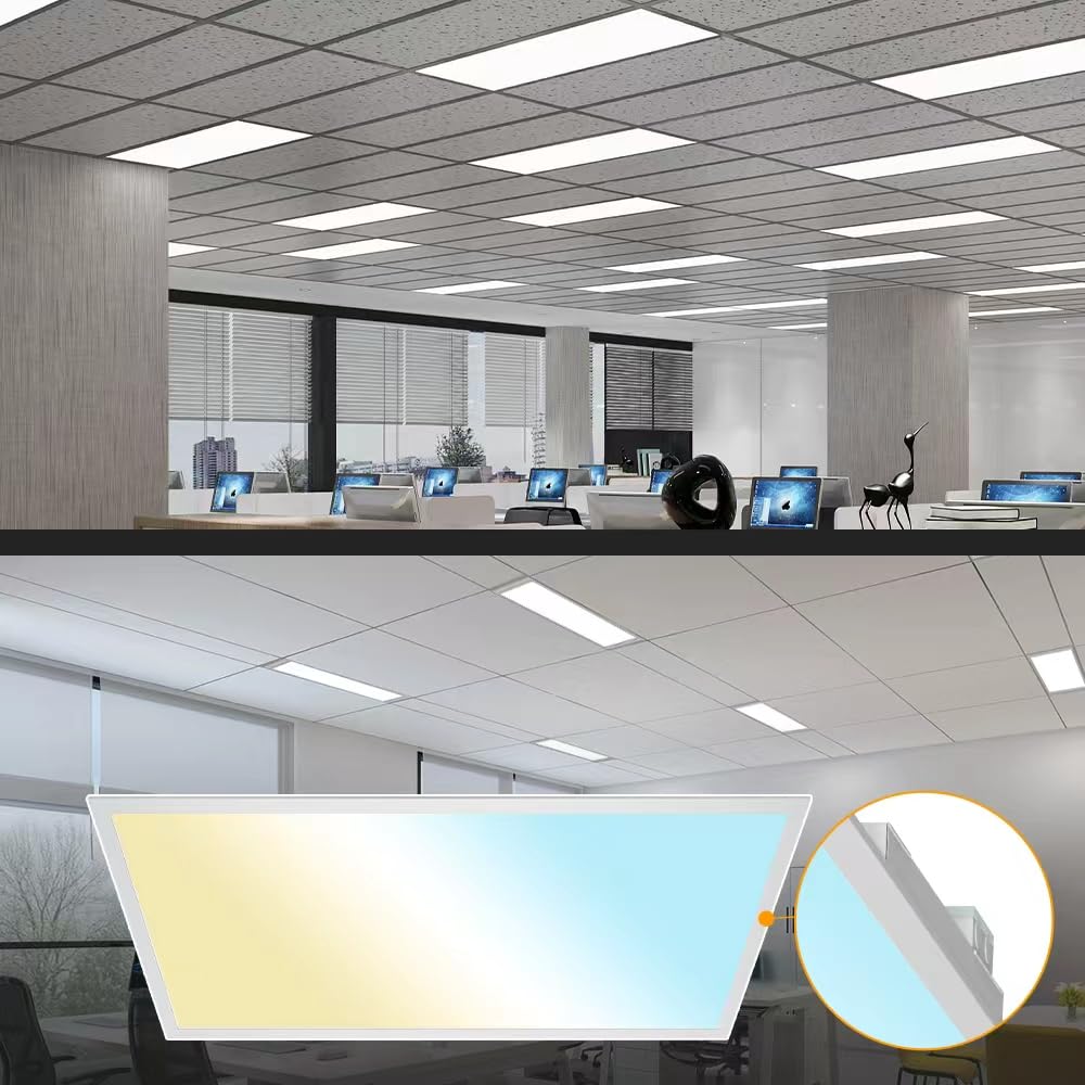 2x4 FT LED Flat Panel Light with Emergency Battery Backup, 4PK