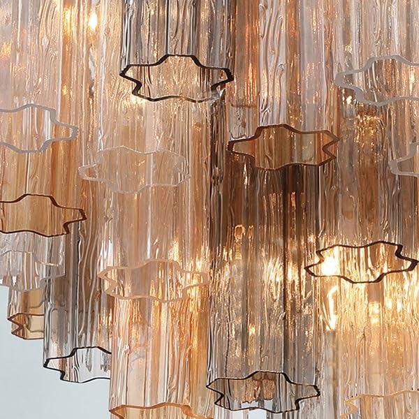 Chandelier, Dining Living Room Bedroom French Glass Tube Hanging Chandelier Ceiling Pendant Lights Round(White,3 Color_D100CM)