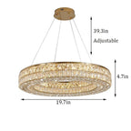 Modern Round Light Luxury Living Room Chandelier 3 Color Mode K9 Crystal Shade Smart Hanging Lamp Gold Semi Flush Mount Ceiling Light Fixture for Villa Restaurant Corridor Hotel