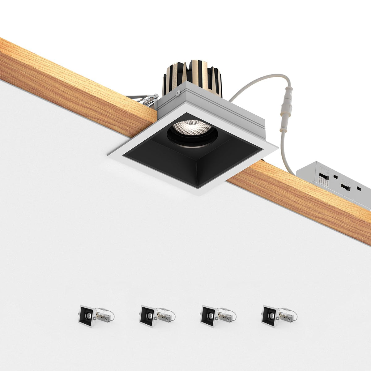 4-Pack Square Rimless LED Downlight Anti-glare Embedded Ceiling Lamps