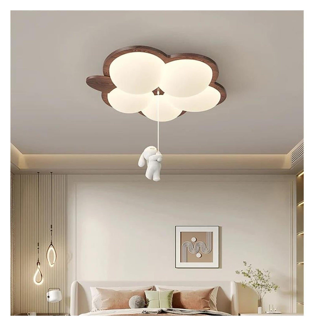 Wooden Color Cream Ceiling Lamp Bedroom LED Chandelier Lighting Stylish