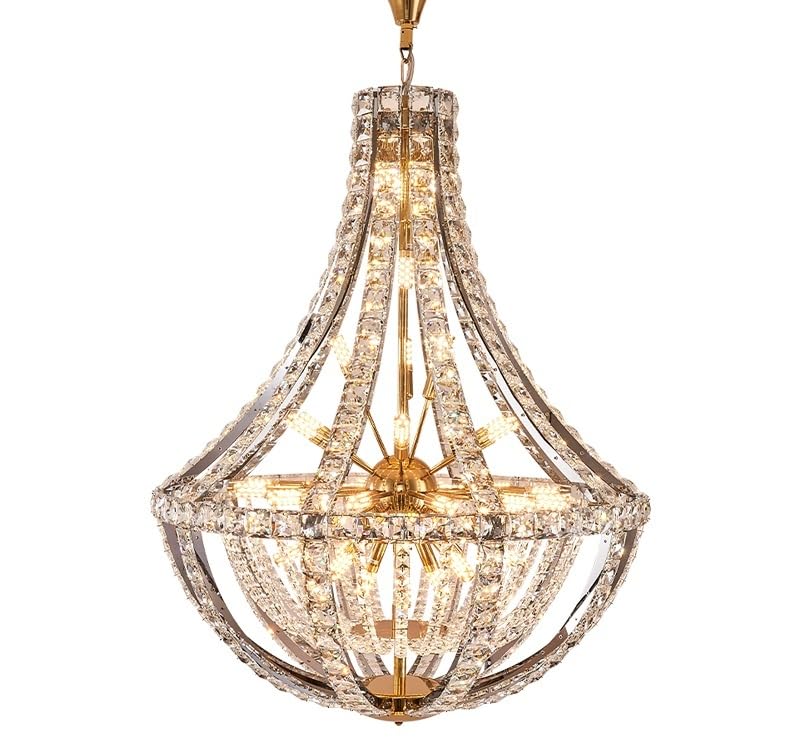 Modern Chandelier, Duplex Crystal Chandelier Villa Empty Living Room Main Light Modern Simple Creative Hotel Lobby Middle Floor High-End Lighting(D80CM H104CM,3 Changeable Color)
