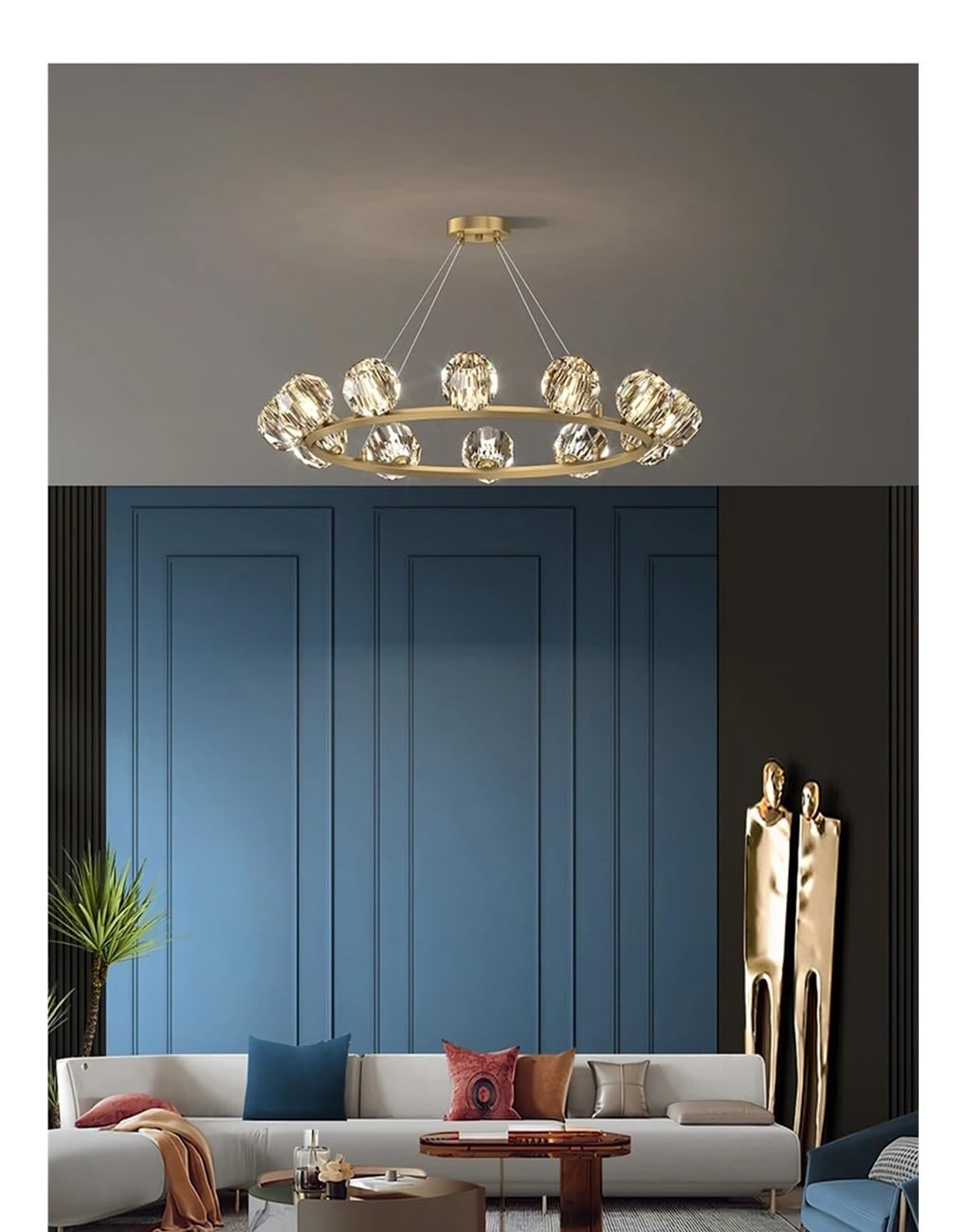 Artistic Round Black Gold Crystal LED Designer Stainless Steel Lustre Lamparas De Techo Ceiling Lights.Ceiling Lamp for Foyer,Beautiful