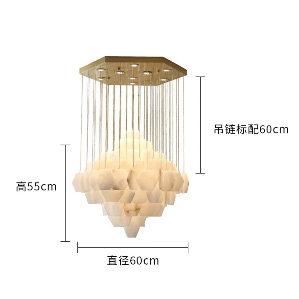 Nordic Modern Style Brass Large Ceiling Chandelier Marble Light
