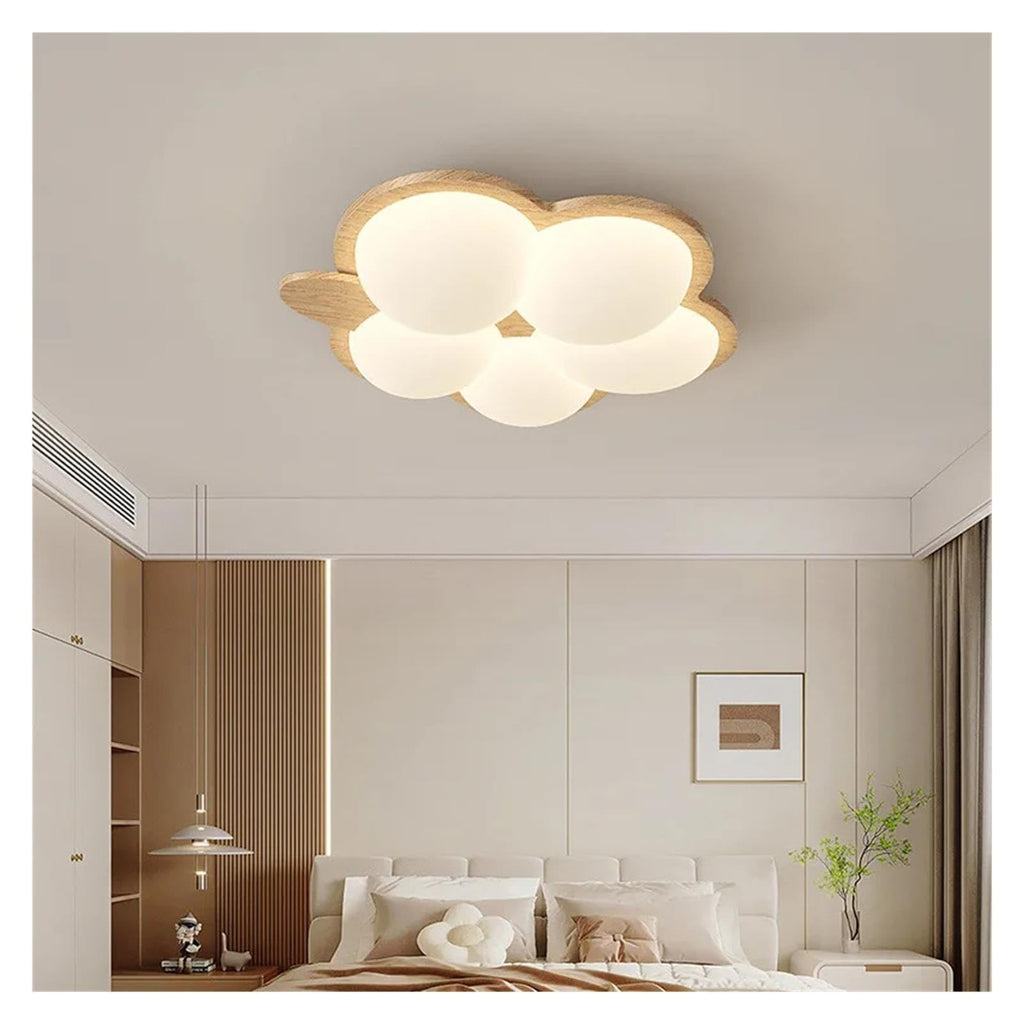 Wooden Color Cream Ceiling Lamp Bedroom LED Chandelier Lighting Stylish