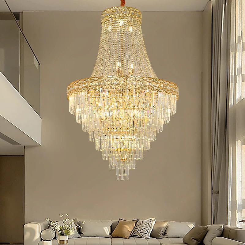 Villa Hollow Duplex Chandelier Crystal Hall Spiral Staircase Hotel Light