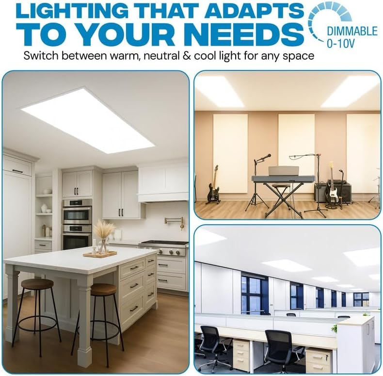 24 Pack 2x4 LED Flat Panel Light for Drop Ceiling, 9360lm Selectable 30W/40W/50W/60W/72W, Color Temperature 3000K/3500K/4000K/5000K/6500K, 0-10V Dimmable, 120-277V, ETL