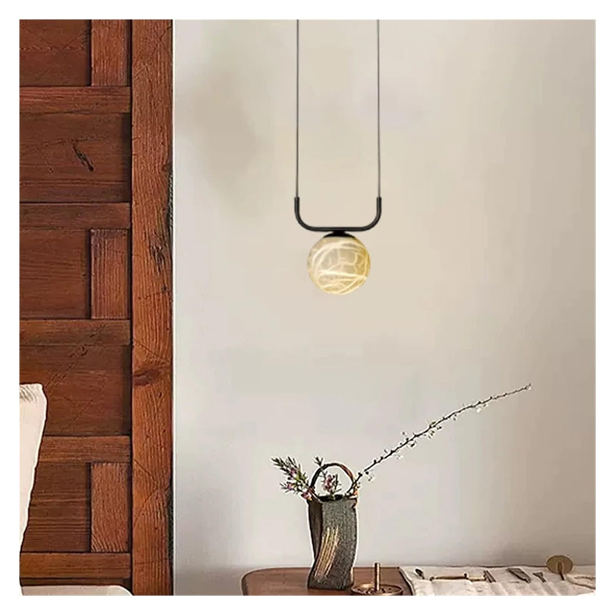 Modern Chandelier with Marble and Brass Hardware Adjustable Height Dimmable for Hotel Villa Staircase Stylish