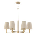 Capital Lighting 454561MA Mira Bleached Natural Rope Shades Chandelier, 6-Light 360 Total Watts, 13" H x 30" W, Matte Brass