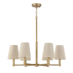 Capital Lighting 454561MA Mira Bleached Natural Rope Shades Chandelier, 6-Light 360 Total Watts, 13" H x 30" W, Matte Brass