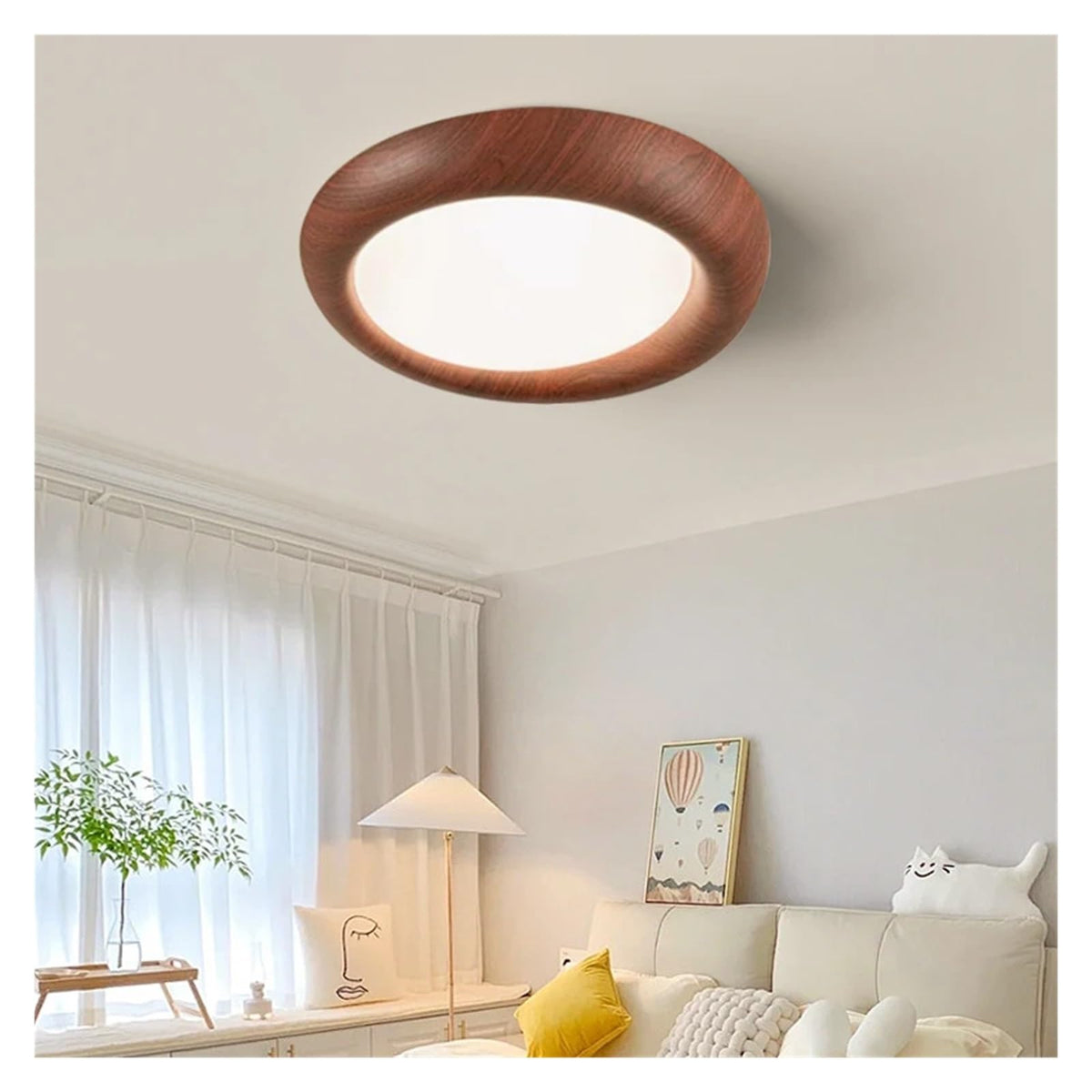 - LED Ceiling Light Wooden Acrylic Resistant to Blue Light Log Color Lamps Bedroom Study Hallway Decorative Fixture,Pendant