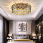 Pendant Lights, Nordic LED Crystal Ceiling Chandeliers Gold Luxury Lighting Dining Living Room Bedroom Island Light Indoor Hanging Lamp(60cm Ceiling)