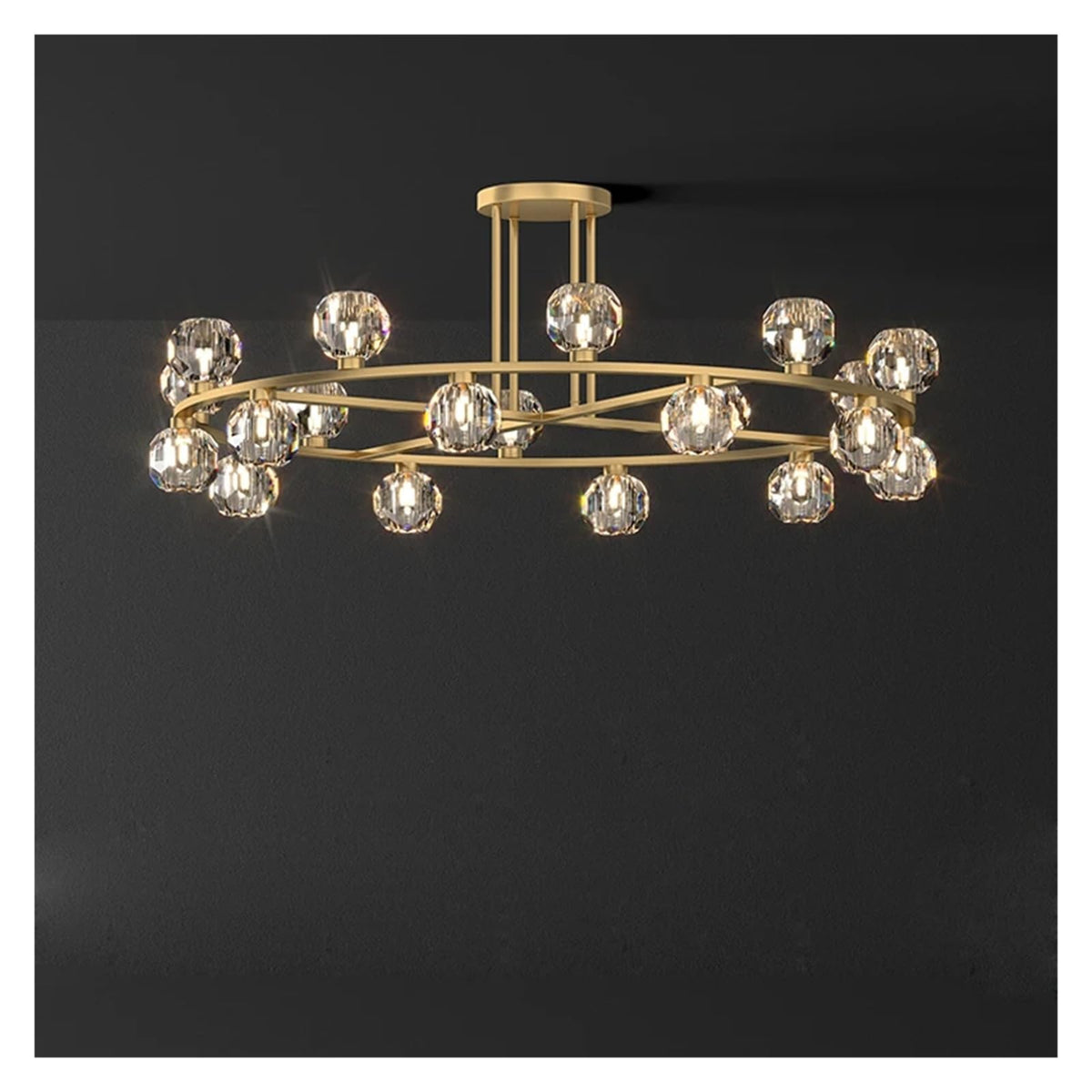 Artistic Round Black Gold Crystal LED Designer Stainless Steel Lustre Lamparas De Techo Ceiling Lights.Ceiling Lamp for Foyer,Beautiful