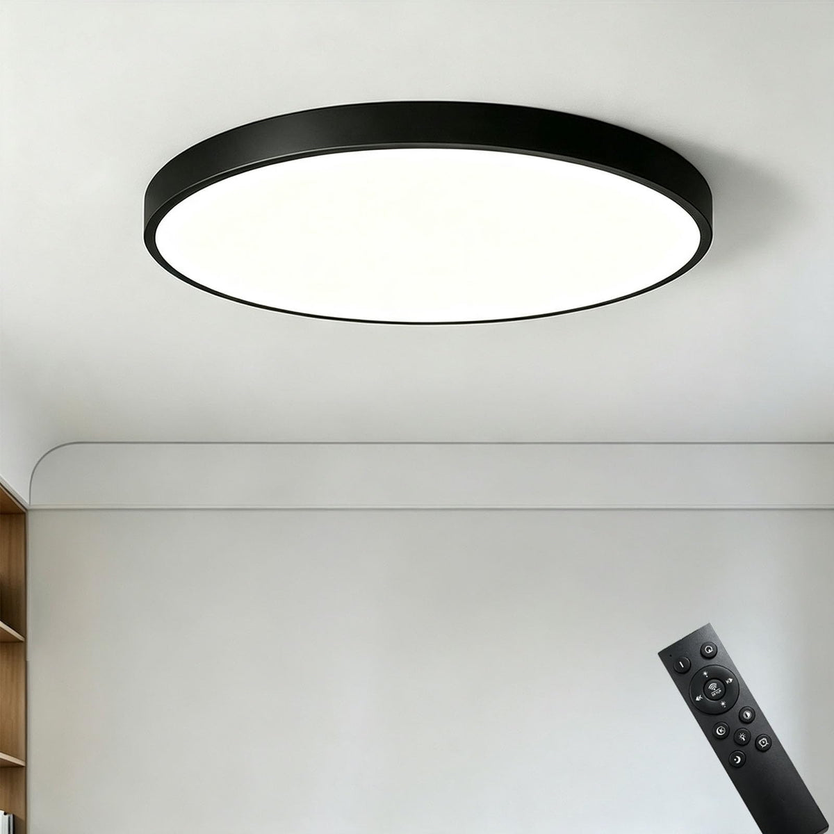 39W Black Round Smart LED Flush Mount Ceiling Light